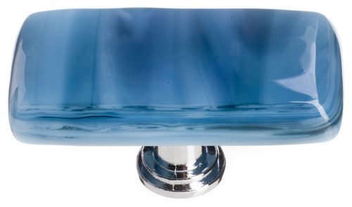 Cirrus marine blue long knob with polished chrome base