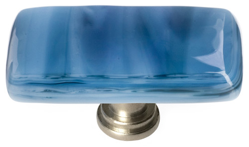 Cirrus marine blue long knob with satin nickel base