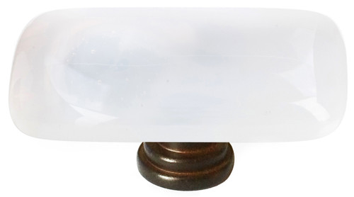 Cirrus white long knob with oil rubbed bronze base