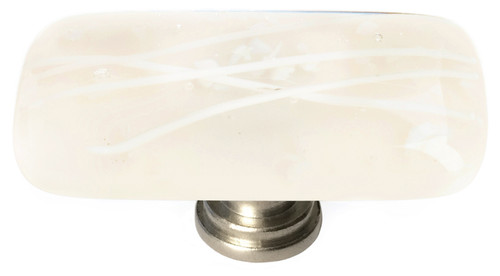 Cirrus vanilla & white mardi gras long knob with satin nickel base