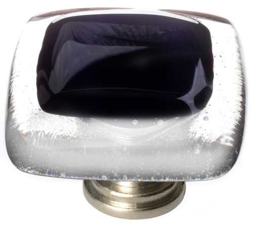 Reflective black knob with satin nickel base