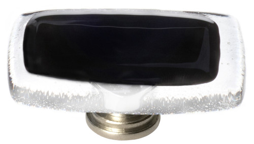 Reflective black long knob with satin nickel base