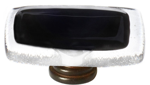 Reflective black long knob with oil rubbed bronze base