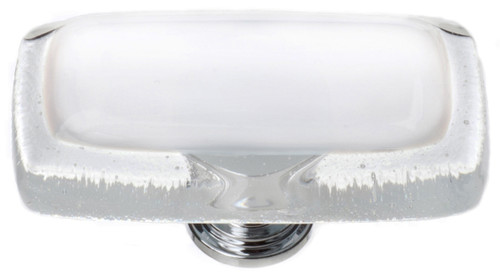 Reflective white long knob with polished chrome base