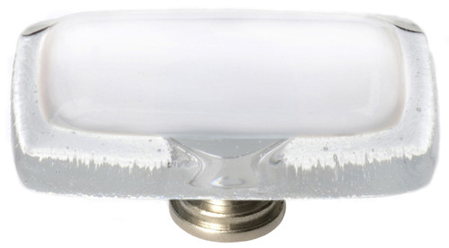 Reflective white long knob with satin nickel base