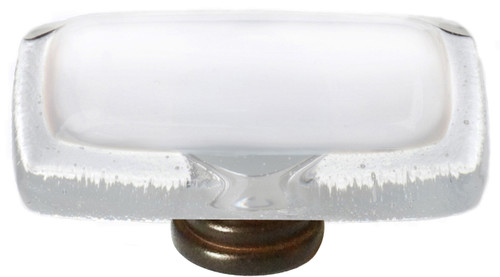 Reflective white long knob with oil rubbed bronze base