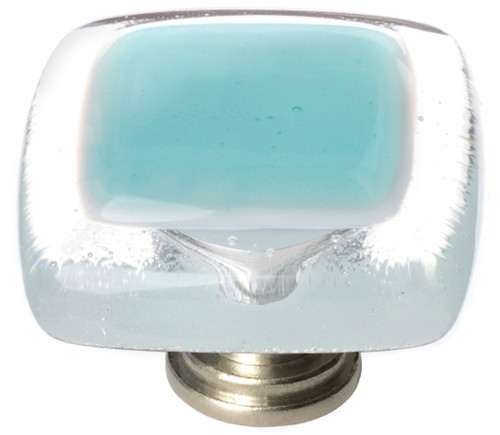 Reflective aqua knob with satin nickel base