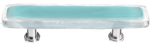 Reflective aqua pull with polished chrome base