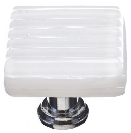 Reed white knob with polished chrome base