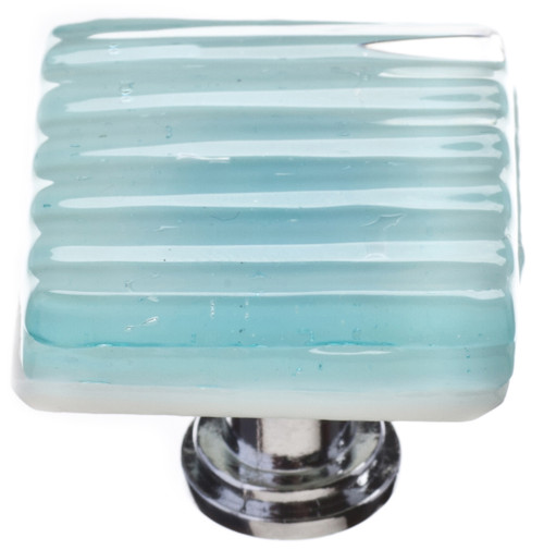Reed light aqua knob with polished chrome base