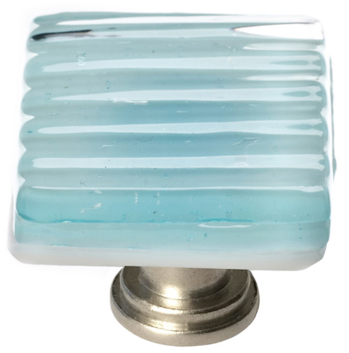 Reed light aqua knob with satin nickel base