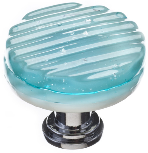 Reed light aqua round knob with polished chrome base