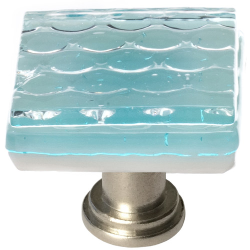 Honeycomb light aqua knob with satin nickel base