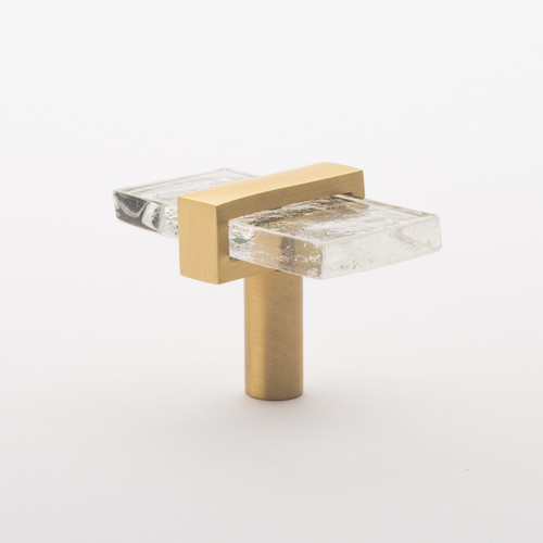Adjustable clear knob with satin brass base