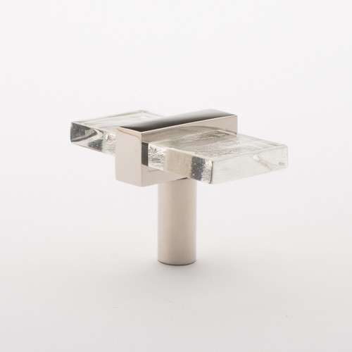 Adjustable clear knob with polished nickel base