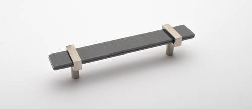 7" Adjustable slate gray pull with satin nickel base