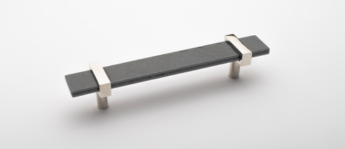 7" Adjustable slate gray pull with polished nickel base