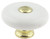 1-1/2"  White & Brass Ceramic Knob LQ-P95915C-PBW-C