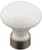 White Ceramic & Satin Nickel Knob 1-3/8" Diameter K35-P3536