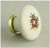 White Ceramic Knob with Brass Plated Backplate 1-1/2"