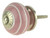 Pink Ceramic Knob w/ White Rings - 1 1/2"