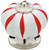 White w/ Red Stripes Ceramic Knob - 1 1/2"