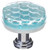 Honeycomb light aqua round knob with polished chrome base