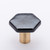 Hexagon irid silver black knob with satin brass base