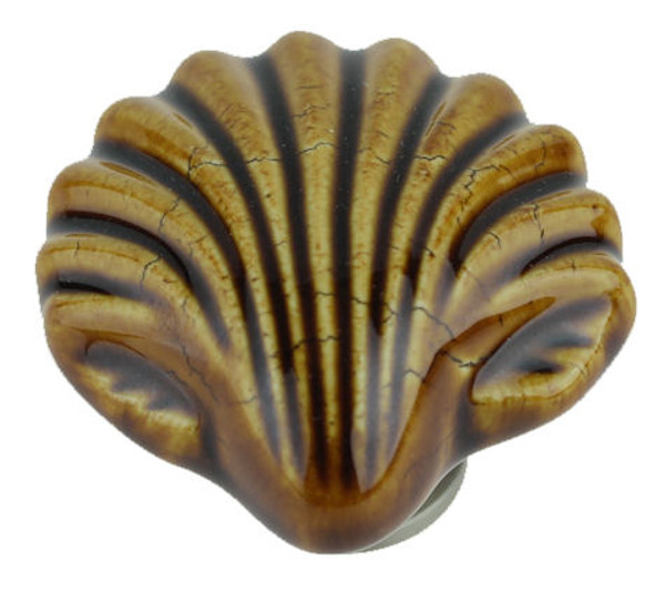 Ceramic Shell Knob - Glossy Coffee Brown - 2-1/4"