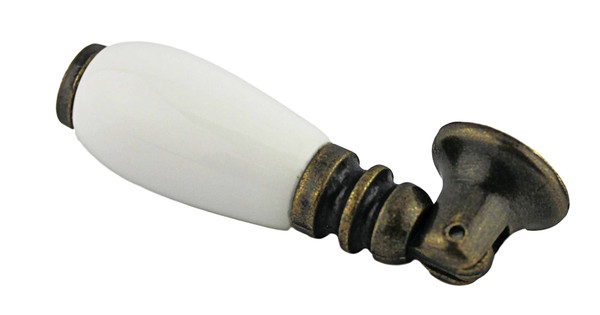 Teardrop Pendant Drop handle - White Ceramic & Antique Brass P3764-WTAB