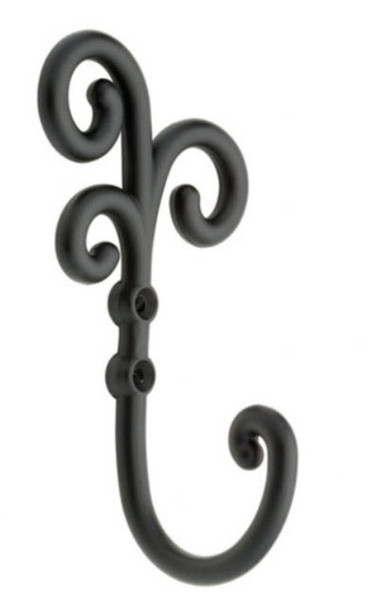 Curlicue Hook - Flat Black 5-3/4" DL-P8012-BK