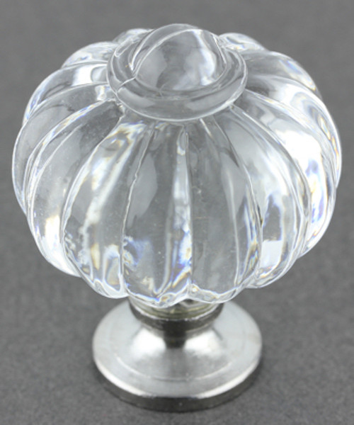 Clear Acrylic Large Pumpkin Knob w/ Chrome Plated Base  - 1-1/4"