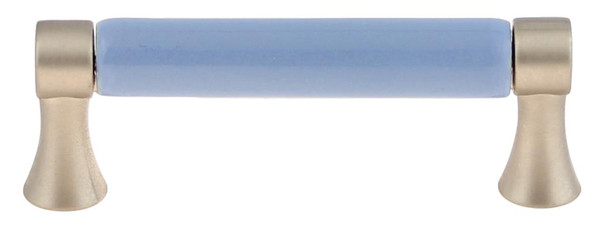 Betsy Fields handle - Brushed Pewter w/ Light Blue Ceramic Insert 3" L-PBF455-SYB-C