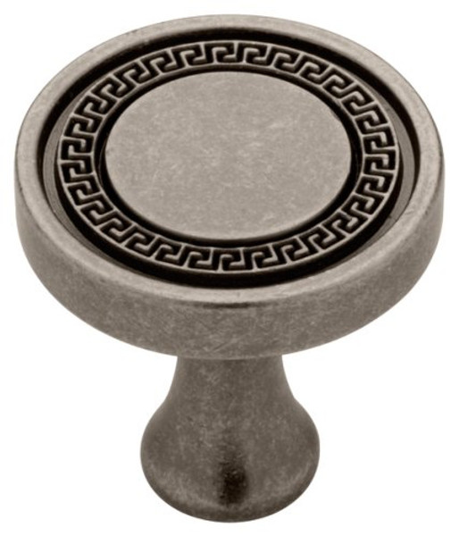 Aged Pewter Greek Key Knob - 32mm