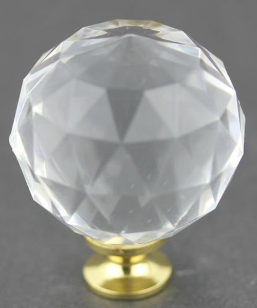 Large Faceted Ball Acrylic Knob - Solid Brass Base - 1-1/2" (CK60L)