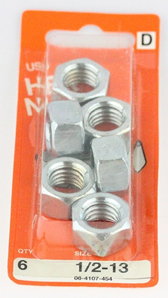 USS Hex Nuts - 1/2-13 - 6 Pack H-06-4107-454