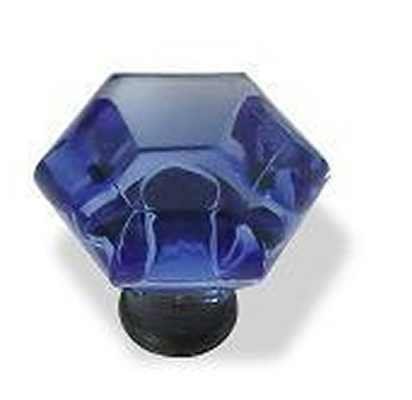 Acrylic Cobalt Blue Knob w/ Oil Rubbed Bronze Base - 1 1/4" LQ-085-03-2903