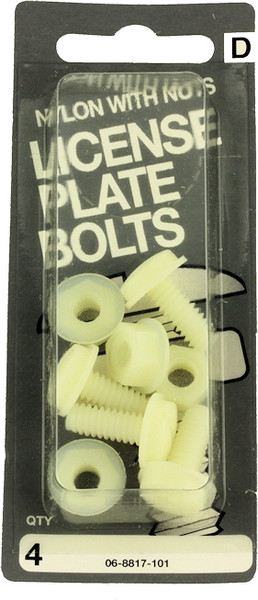 Nylon License Plate Bolts with Nuts - 4 Pack (970356)