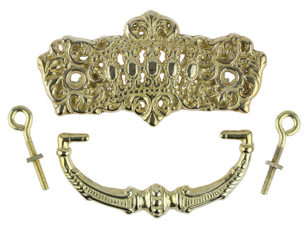 Heavy Cast Brass Victorian Bail handle - Crown & Jewel Design 3" P22-B3600SB