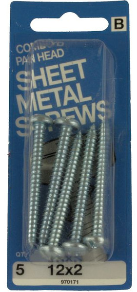 #12 X 2" Sheet Metal Screws Pan Combo Head 5-Pak H-970171