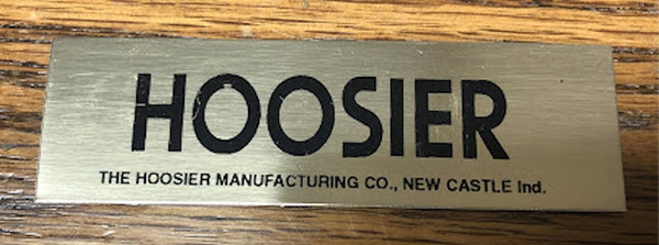 Hoosier Manufacturing Co. Label - Black & Brass Nameplate