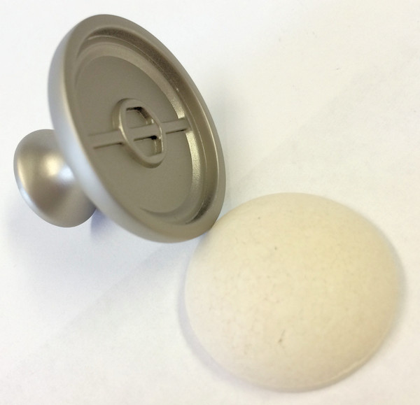 Satin Nickel Knob Base w/ Unglazed Ready-to Fire Ceramic Insert - 34mm