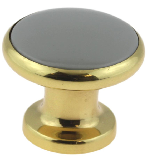 Solid Brass Knob With Grey Acrylic Center AM-BP5526-BO3