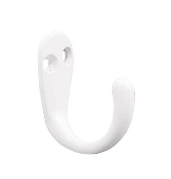 (2 PACK) White Single Prong Hook - 1 3/4"