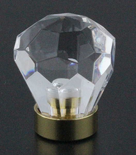 Acrylic Diamond Knob With Polished Solid Brass Base DL-CK-1007-27BP