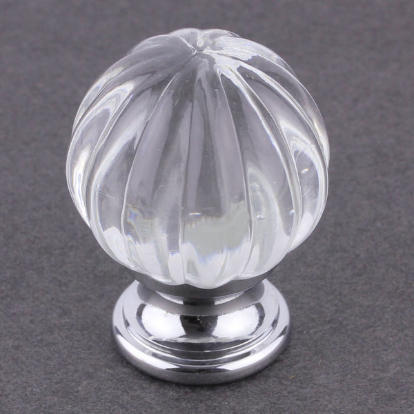 Chrome & Victorian Clear Glass Knob 1-1/4" L-P30104-CHC-C