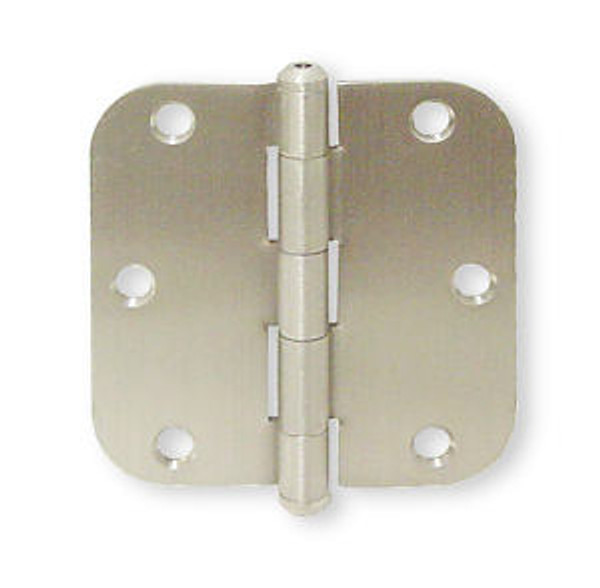 3 1/2" Solid Brass Secure Door Hinge - Brushed Satin Nickel 5/8" Radius LQ-B112XCC-BSN-C