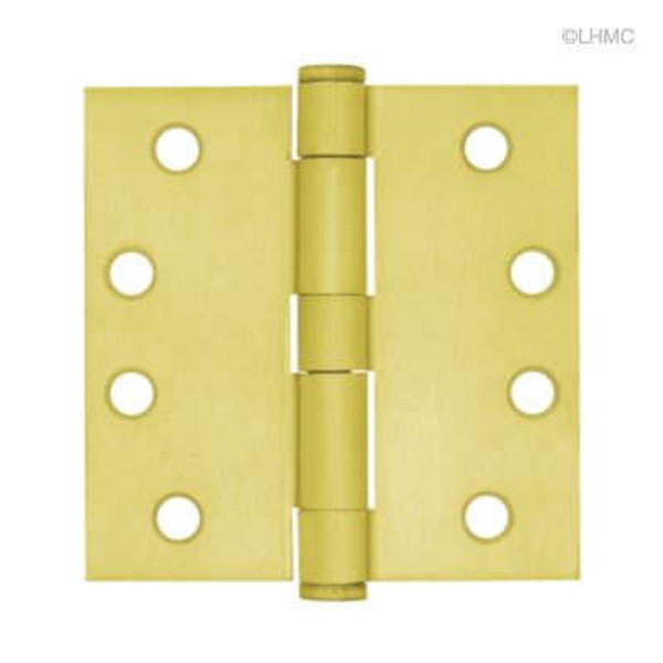 Satin Brass Hinge - 4" - Square Corner - Full Mortise LQ-HN0040G-SB-U