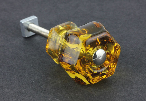 Antique Honey Amber Glass Knob - 1-1/4"