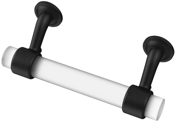 Frosted Clear Glass Bar handle w/ Matte Black - 3" (76mm)